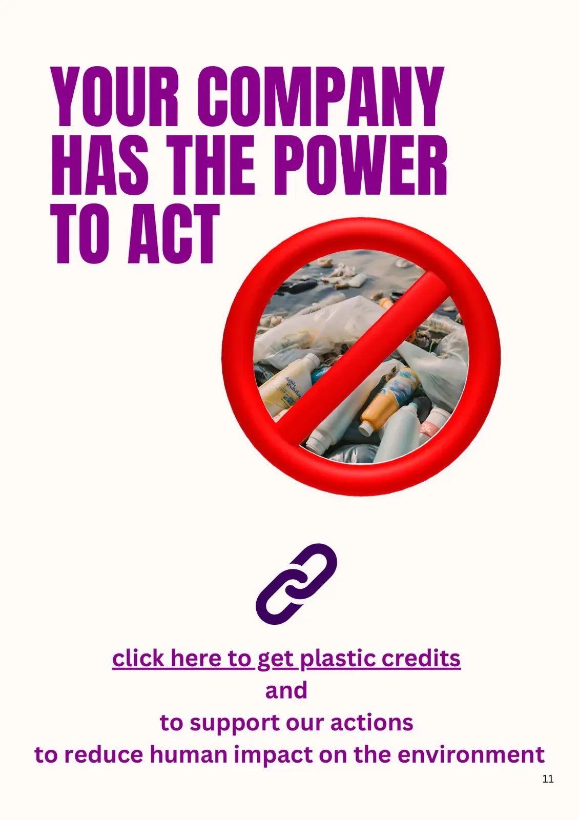 Call-to-action artwork inviting users to get plastic credits to support actions reducing human environmental impact