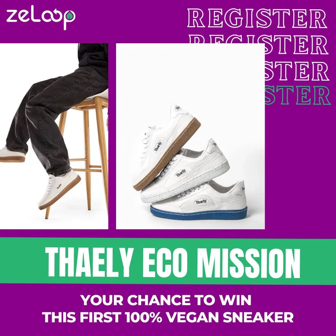 ZeLoop Eco Mission promotion offering a chance to win a first 100% vegan sneaker