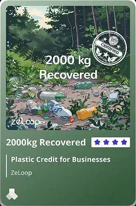 ZeLoop Plastic Credit for Businesses graphic referencing 2000 kg recovered plastic