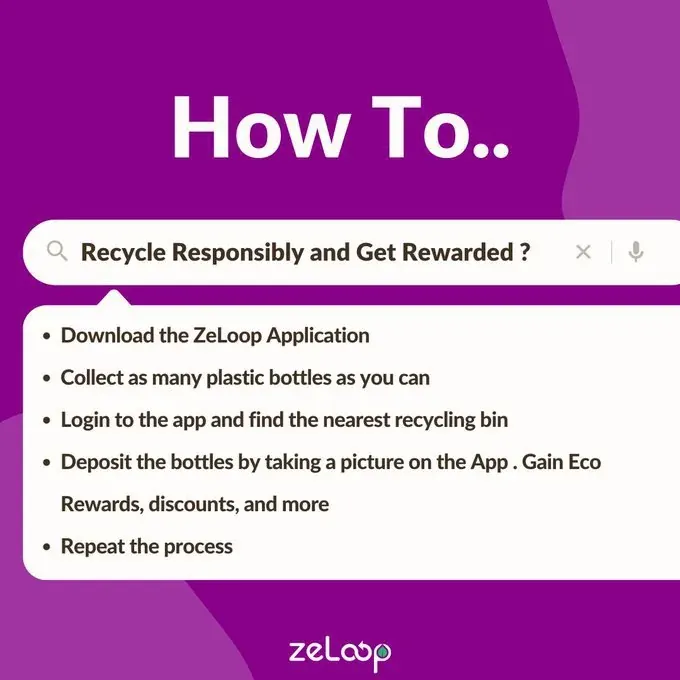 Steps on how to recycle plastic bottles responsibly with the ZeLoop app and earn eco rewards
